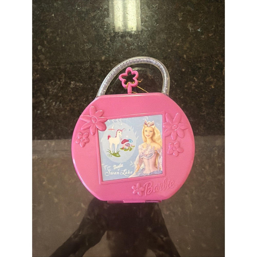 Vintage Y2K Barbie Of Swan Lake Hard Plasti Case Purse With Key Lock